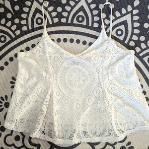 American Eagle White Lace Tank Top Size Sm